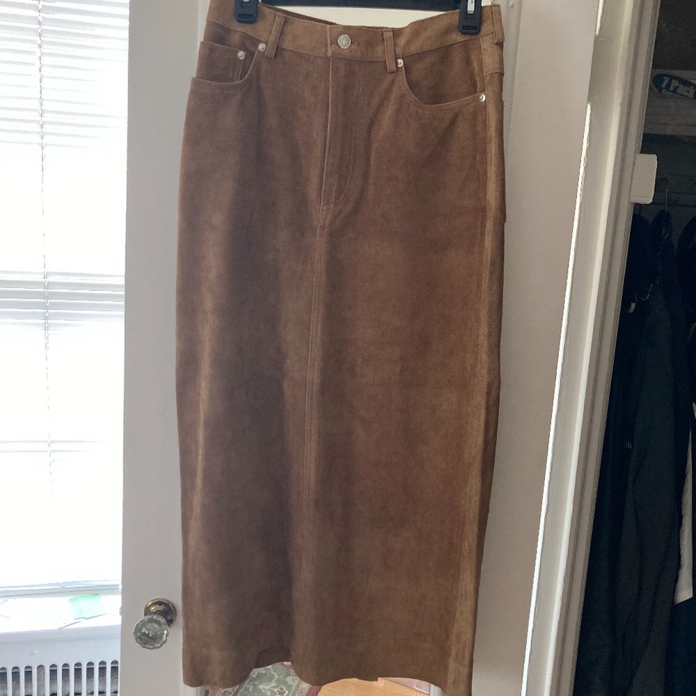 Ralph Lauren Vintage Brown Suede Long Skirt Size 10
